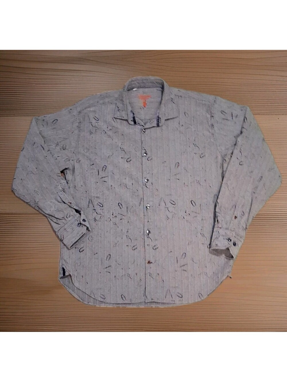 Luchiano Visconti Men's L Gray Long Sleeve Woven Button-Down Geometric Pockets